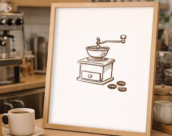 Vintage Coffee Grinder SVG | Manual Coffee Mill Art | Barista Clipart PNG | Antique Kitchen Decor | Coffee Bean Grinder Print | Digital Art