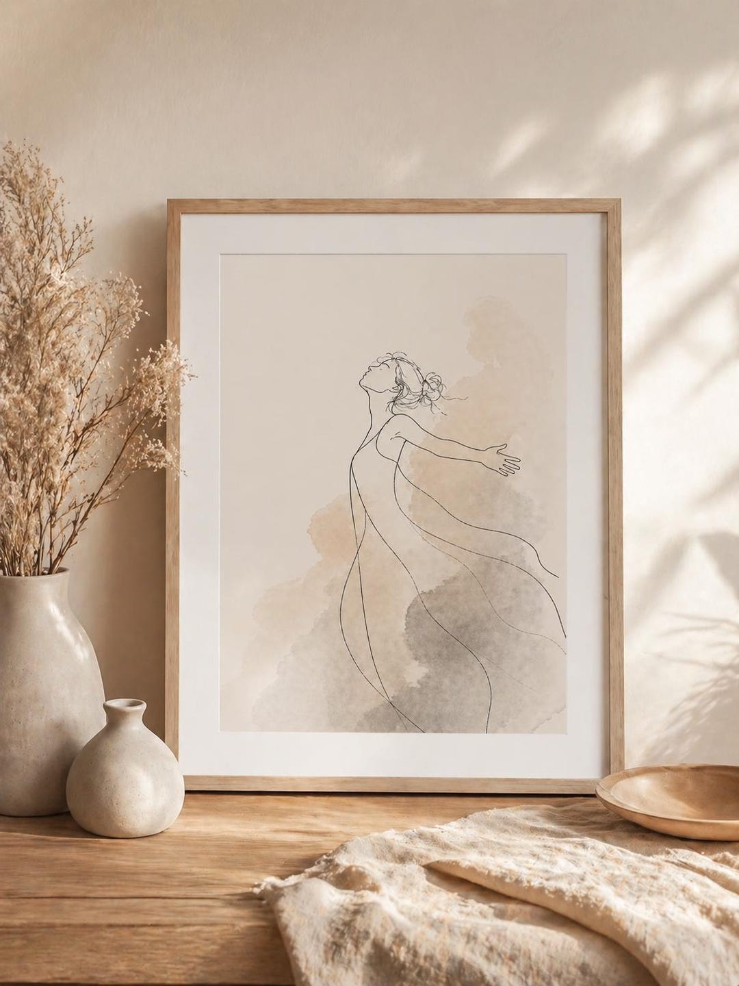 Minimalist Woman Line Art Print | Abstract Female Figure Wall Decor ...