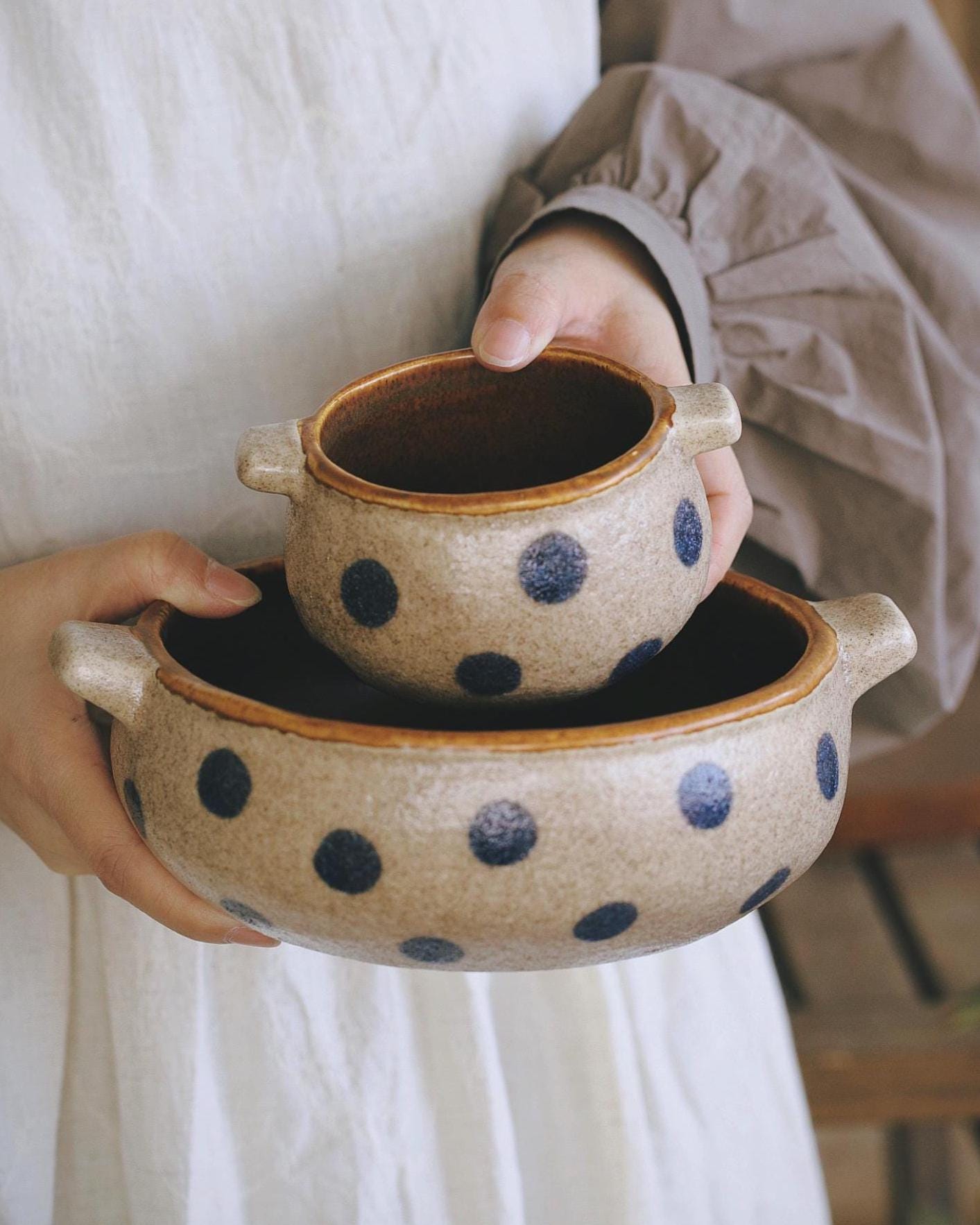Polka Dot Serving Bowls - Etsy