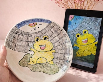 Kids Art Display Keepsake, Turn Kids Drawings Into Ceramic Art, Alternative to Kids Art Prints, Handmade Child Artwork Gift