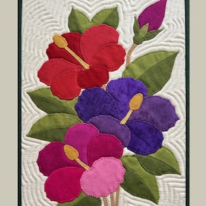 Blooming Hibiscus Applique Quilt Pattern PDF | Flower Quilt Pattern | Floral Patchwork Pattern | Easy Quilt