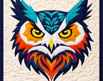 The Vigil Owl Quilt Pattern, Patchwork Template, Applique and collage, Sewing quilt template, Owl Patchwork, Quilt Block