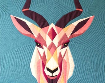 Velora Deer Quilt Pattern, Animal Quilt PDF, Applique and Collage, Patchwork, Modern Quilt Template, Patchwork Sewing Pattern.