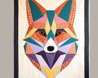 Fox Applique Quilt Pattern, Modern Animal Quilt PDF, Colorful Patchwork Design, Wall Hanging Sewing Pattern, Beginner Friendly