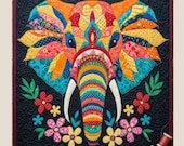 Rajwadi Elephant Quilt, Applique & Collage pattern, Animal Quilt, Quilt pattern PDF, Patchwork, Sewing Quilt Template