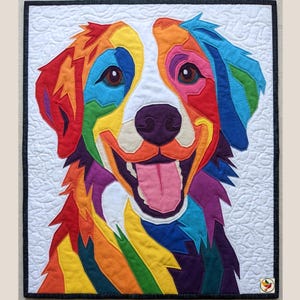 Dog Applique Quilt Pattern, Modern Patchwork Design, Sewing Quilt Template, Quilt Block, Animal Quilt.