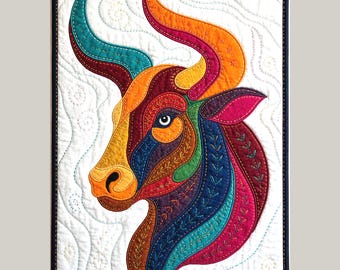 Bull Patchwork Quilt Pattern PDF, Applique Template, Printable Sewing Pattern for Quilt Projects, Beginner Friendly