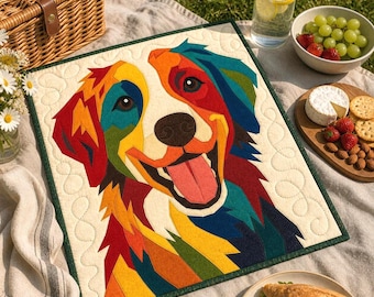 Dog Applique Quilt Pattern, Modern Patchwork Design, Sewing Quilt Template, Quilt Block, Animal Quilt.