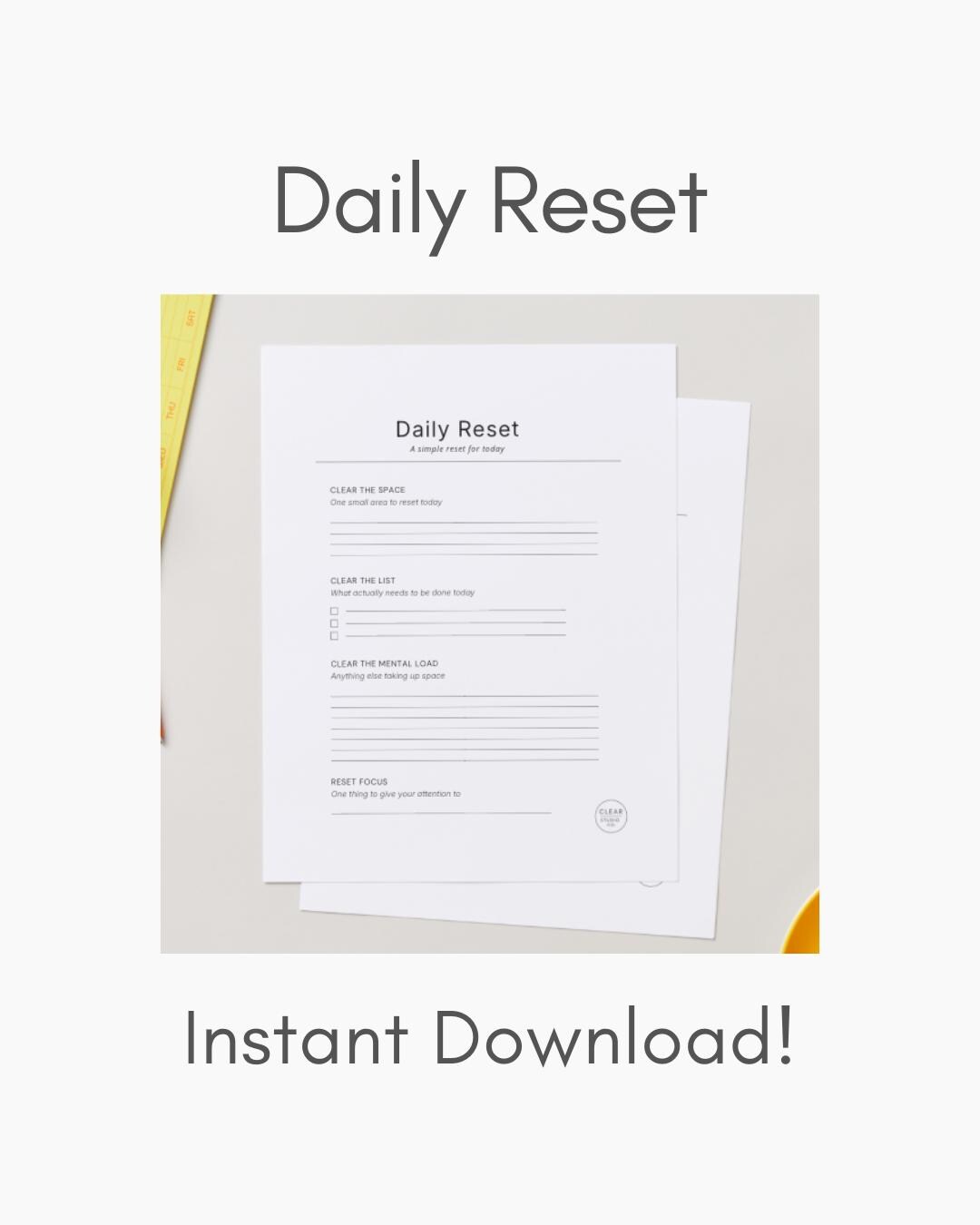 Simple Daily Reset Sheet Printable | Minimal Planning (PDF) - Etsy