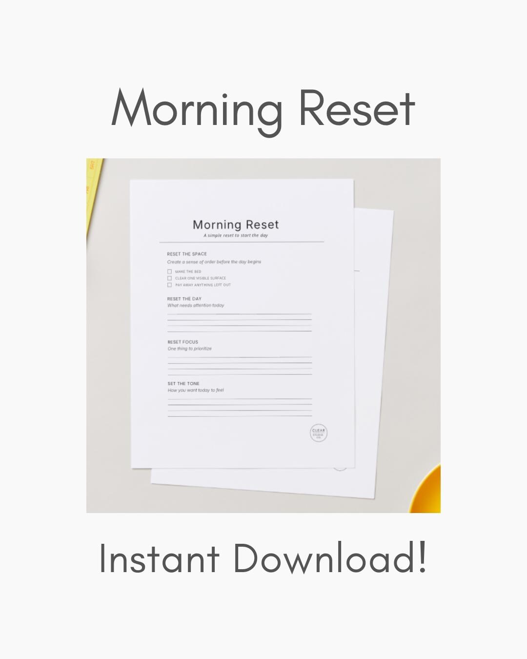 Safe Code Reset Sheet.pdf Simple Morning Reset Sheet | Undated Minimalist PDF (digital Download ...