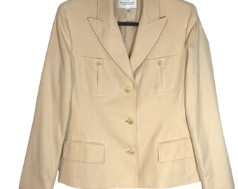 Vintage Emanuel Ungaro Butter Yellow Cotton Safari Blazer Womens 8 42 Euro Chic