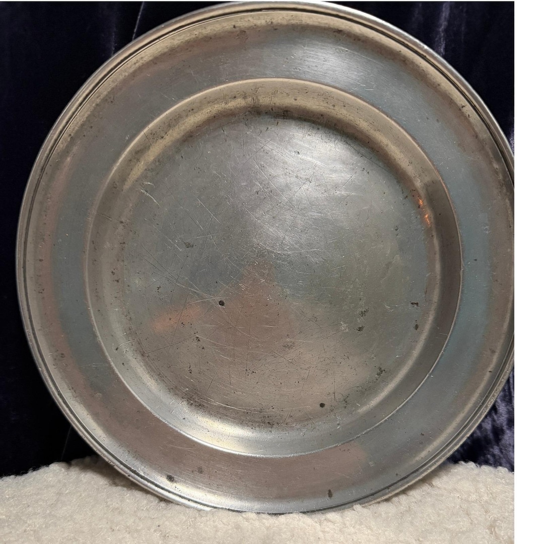 Antique German Pewter Plate SW Fein Zinn Early 20th Century Stamp Marks ...