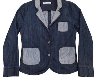 Vintage Y2K Blazer en jean Levis San Francisco pour femme M, délavage foncé avec poche plaquée
