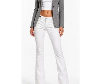Mudd Womens Y2K Flare Jeans White Denim Low Thyss Talla 7 Bootcut 2000s