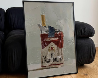 Póster de cigarrillos Marlboro, impresiones de fumadores estilo óleo, decoración de pared retro vintage