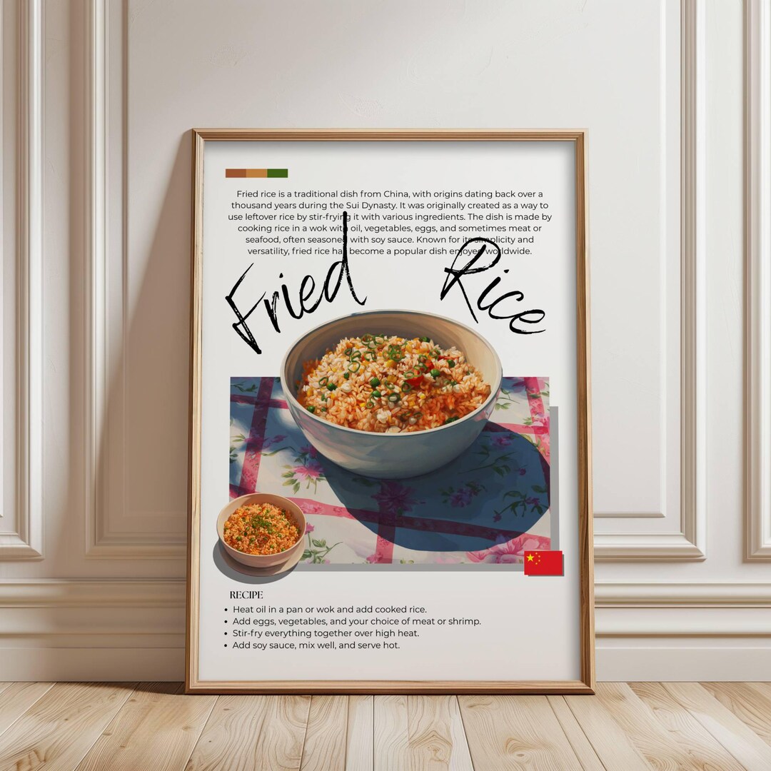 Buy Fried Rice Poster, History & Recipe Food Poster, Chinese Kitchen ...