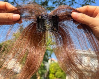 Small 4*6 CM Topper Human Hair Realistic  Medium Brown Color