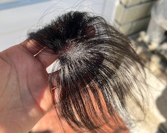 Black Small 4*6 CM Topper Human Hair Realistic Natural Density
