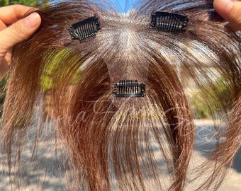 Ultra-Thin Human Hair Topper Realistic 9*12CM Dark Brown Color