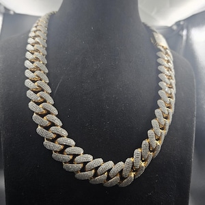 Iced Out Cuban Link Chain,Moissanite Cuban Chain,Hip Hop Mens Necklace,14k Gold Plated Miami Cuban,Heavy Curb Chain,Mens Statement Jewelry