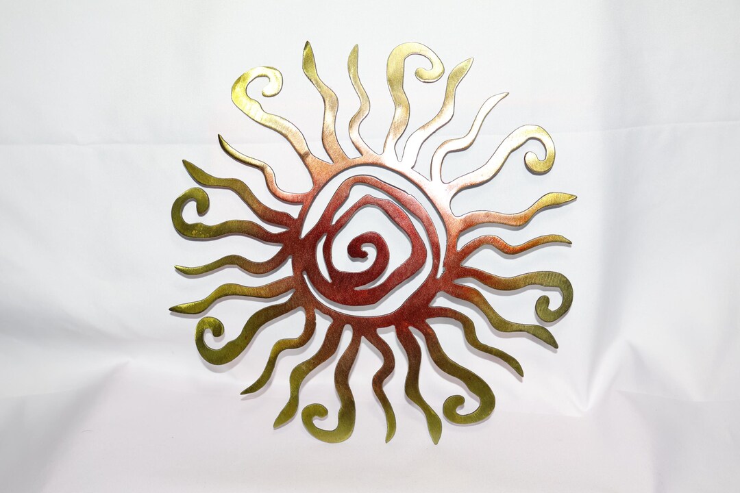 Metallic Sun Metal Sun Wall Art – Handmade Sunburst Wall Decor | Rustic Home Accent ...