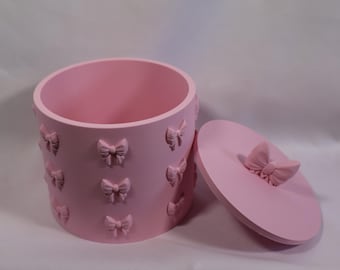 Pink Bow Jewelry Box Vanity Organizer Storage Container