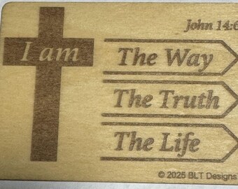 Mini plaque en bois Jean 14:6 – Aimant biblique « Je suis le chemin »
