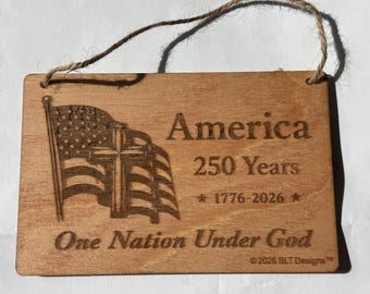 USA 250 Plaque patriotique en bois | une nation sous Dieu | Amérique 250