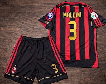 Camiseta de fútbol infantil retro del AC Milan 2006/07 - Estampado MALDINI