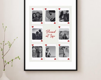 Collage de fotos personalizado de San Valentín, plantilla de Canva (descarga digital)