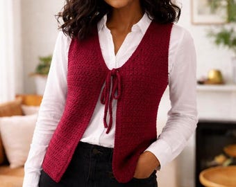 Häkelweste Muster, Boho Tie Front Sommer Top (PDF Download)