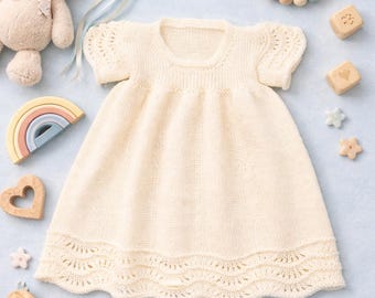Lace Saum Baby Kleid Strickmuster (PDF Download, 3 Monate-8 Jahre)