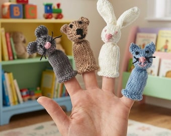 Fingerpuppe Strickmuster, PDF, Häschen Bär Maus Katze, Kinder und Erwachsene