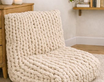 Grobstrick-Pouf-Stuhl-Muster, anfängerfreundliches DIY (PDF-Muster)