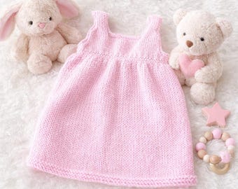 Easy Knit Baby Kleid Strickmuster, Kleinkind Sommerkleid Strickmuster, Ärmelloses Design für Mädchen (PDF)