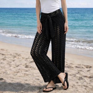 Mönster för virkade byxor med vida ben XS-5XL – Spetsbyxor med hög midja (PDF digital nedladdning)