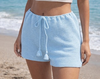 Shorts Häkelanleitung, Boho Strand Kordel PDF, Easy Sommer Damen-Größen (S, M, L)