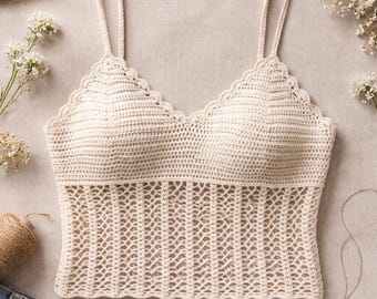 Häkeln Crop Top Muster, Spitzen Bralette, Boho Summer Festival (PDF Download)