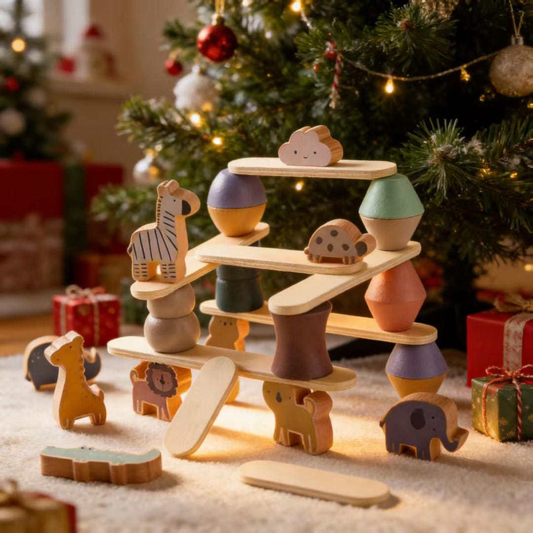 Wooden Animal Balancing Stacking Toy | Montessori Early Learning Blocks ...