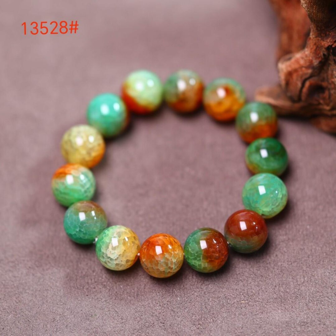 Natural Peacock Pattern Agate Jade Bead String Buddhist Bracelet for ...