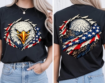 Patriotic Bald Eagle Wall Art, Front and Back Png, Retro USA 250 PNG, 1776-2026, 4th of July Flag PNG, Celebrate 250th Anniversary design