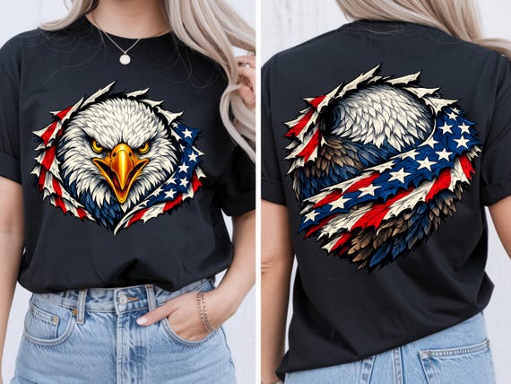 Patriotic Bald Eagle Wall Art, Front and Back Png, Retro USA 250 PNG, 1776-2026, 4th of July Flag PNG, Celebrate 250th Anniversary design