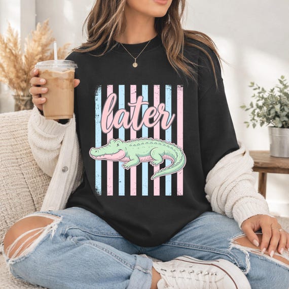 Everyday Later Gator PNG Design,Women Pink Preppy Design,  Funny PNG, stripe Design png, Catch Phrase Png, Respect The Locals Png, Girly Png
