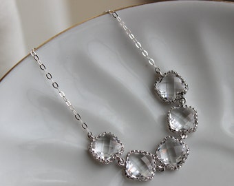 Crystal Bracelet Silver Jewelry Clear Bracelet - Crystal Bridesmaid Bracelet - Bridal Bracelet Crystal Wedding Jewelry - Bridesmaid Gift