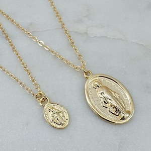 Gold Filled Virgin Mary Necklace Miraculous Medal Necklace, Blessed Mother Necklace, Gold Mary Jewelry, Jewelry Gift for Mom, Christmas Gift