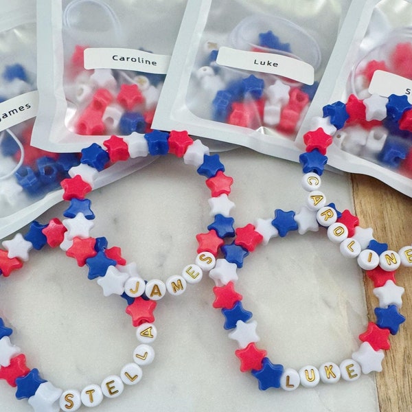Actividad del 4 de julio, Recuerdos de fiesta patriótica, Fabricación de pulseras de estrellas, Rojo, blanco y azul, Recuerdo de fiesta de cumpleaños, Recuerdo de fiesta de béisbol, Estados Unidos