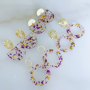 Purple and Gold Earrings, Purple and Gold Jewelry, Gameday Jewelry, Gameday Earrings, Purple and Gold Accessories, Stud Statement Earrings