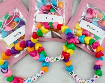 Girl Birthday Party Favors, Friendship Heart Bracelet Making, Spa Party Favor, Jewelry Making Valentine&#39;s Party Activity, Colorful Bracelet