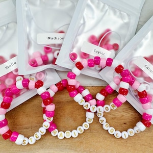 Valentines Day Party Favors, Friendship Bracelet Making, Birthday Party Favor, Jewelry Making Kit, Valentine&#39;s Party Activity, Pink Bracelet