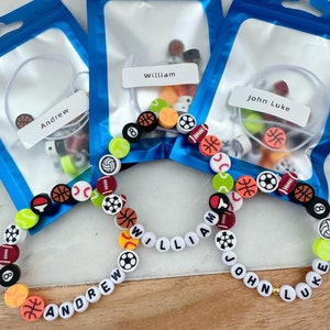 Sports Party Favors, Boy Bracelet Making, Boy Birthday Party Favor, Birthday Party Activity, Basketball Party, Baseball Party Football Party